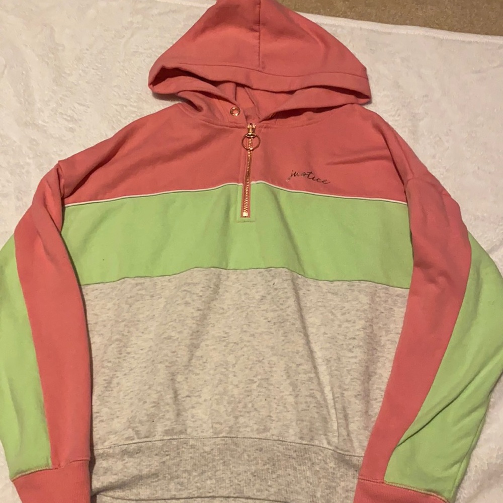 Justice crop pullover hoodie with zipper